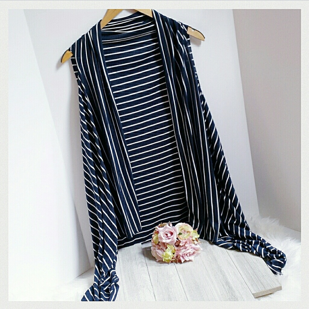 Striped Navy and White Women's Vest